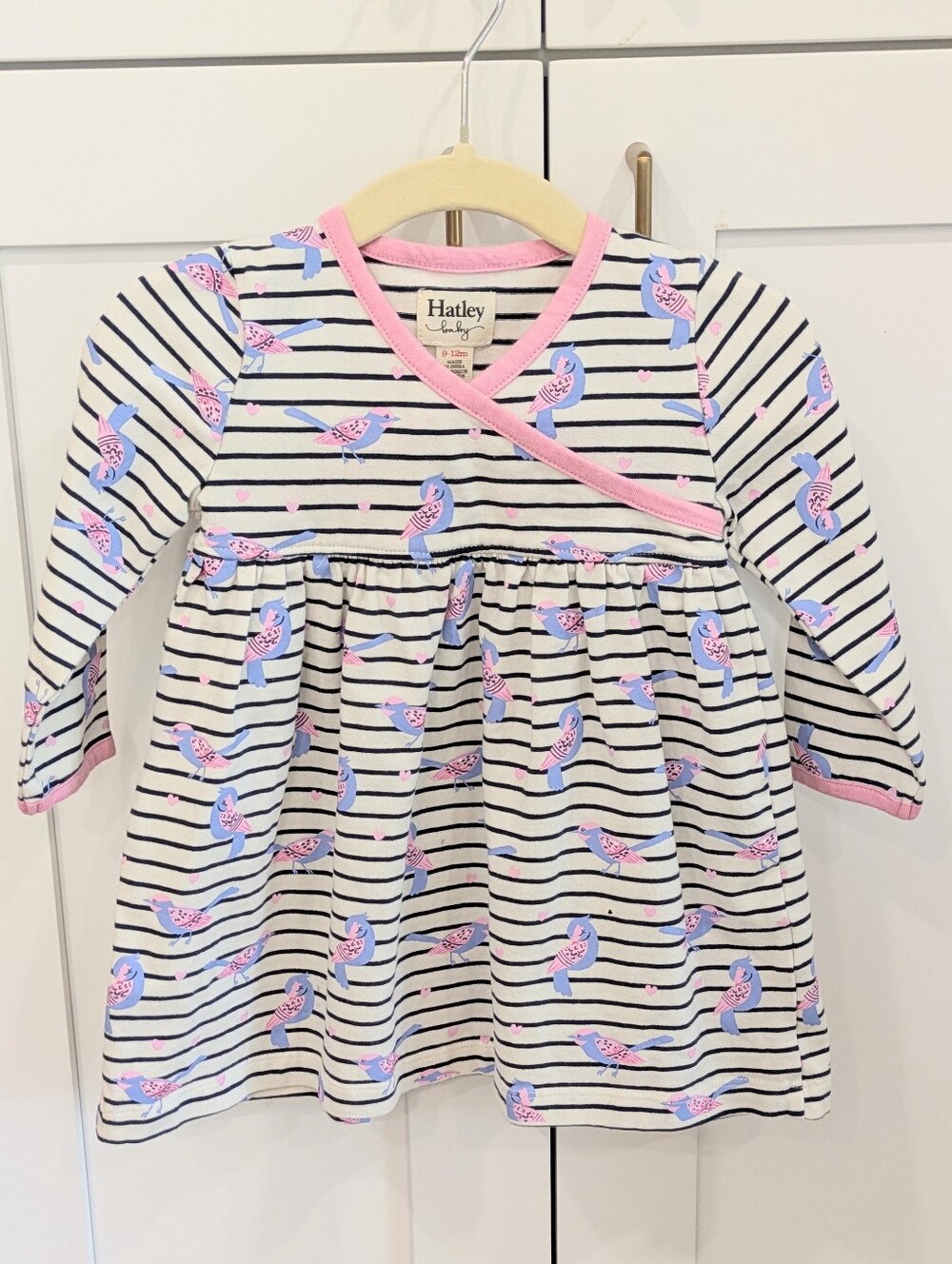 Hatley Pink & Blue Bird Stripe Dress